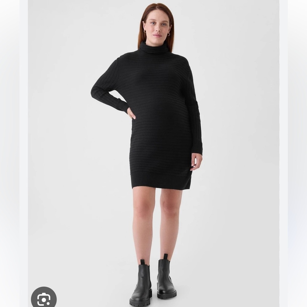 LIKE NEW GAP Maternity CashSoft Rib Turtleneck Mini Sweater Dress - Medium